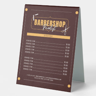 Classic Barber Services Menu Barbershop 