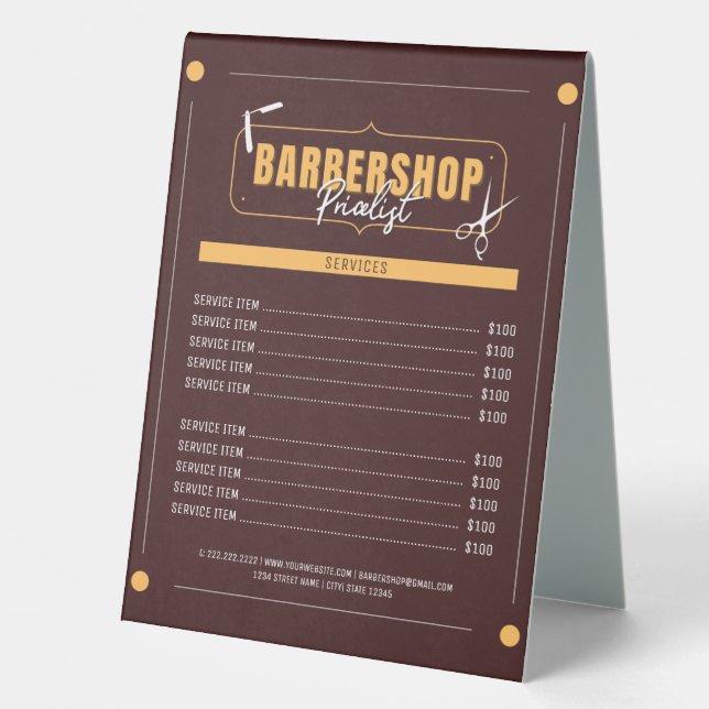 Classic Barber Services Menu Barbershop  (Front)