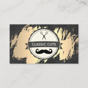Classic Barber Shop Gold Brushed Business Card