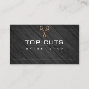 Classic Barber Shop Wood Fancy Scissors Business Card
