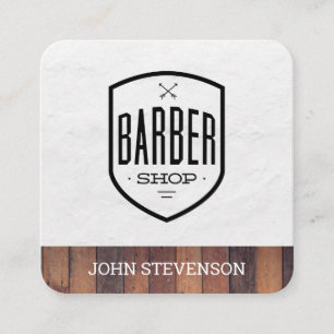 Classic   Barber Shop   Wood Trim Square Business Card