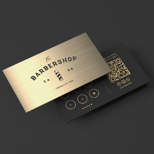 Classic Barbershop Faux Gold Black Barber Pole  Lo Loyalty Card