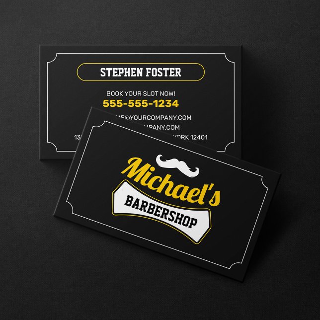 Classic Barbershop Hair Cut Shaving Barber Shop Business Card (Creator Uploaded)