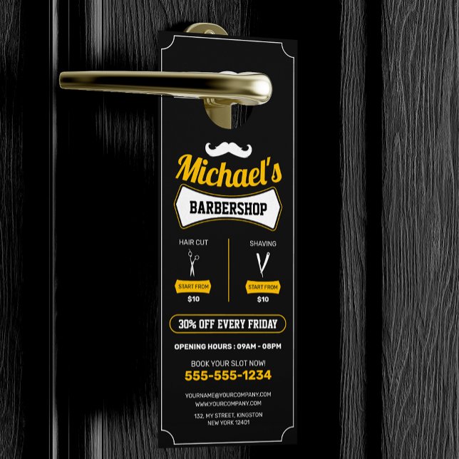 Classic Barbershop Hair Cut Shaving Barber Shop Door Hanger (Creator Uploaded)