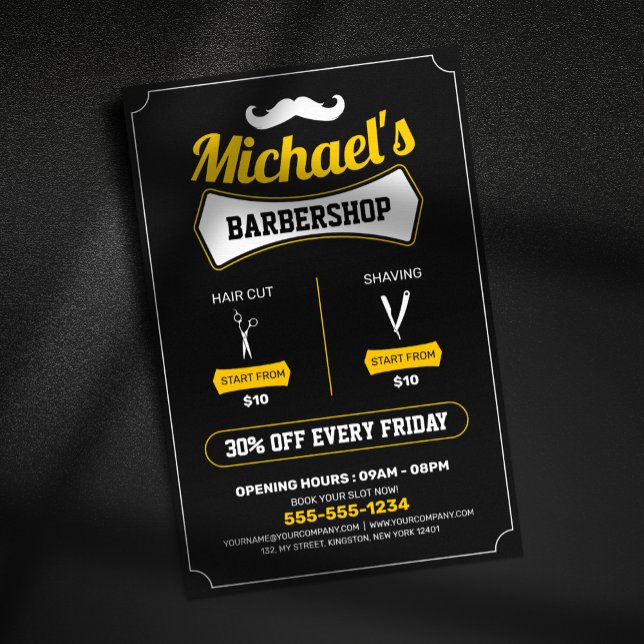 Classic Barbershop Hair Cut Shaving Barber Shop Flyer (Creator Uploaded)