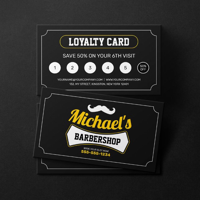 Classic Barbershop Hair Cut Shaving Barber Shop Loyalty Card (Creator Uploaded)