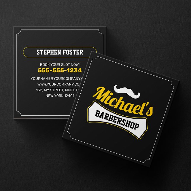 Classic Barbershop Hair Cut Shaving Barber Shop Square Business Card (Creator Uploaded)