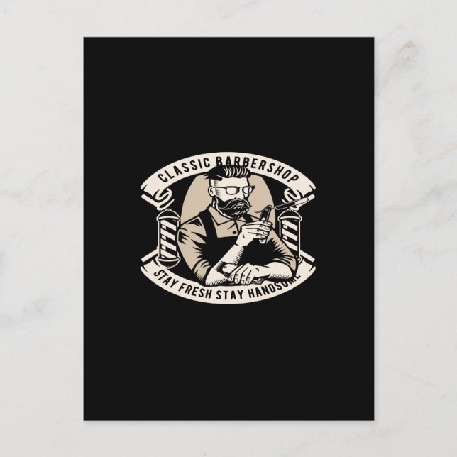 classic barbershop stay fresh stay handsome postcard (Front)