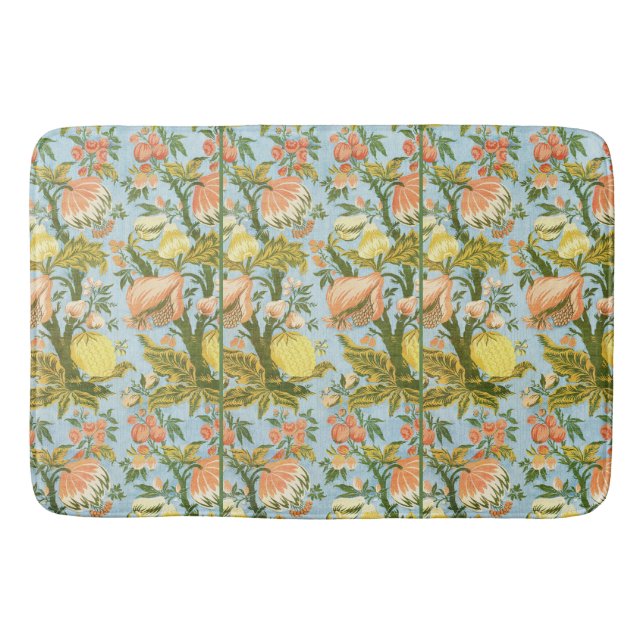 Classic Baroque Floral Fruit Damask Textile Bath Mat (Front)