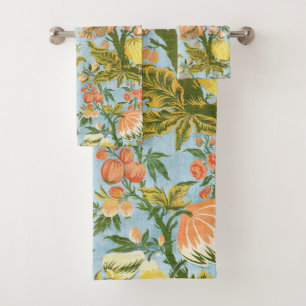 Classic Baroque Floral Fruit Damask Textile Bath Towel Set