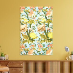 Classic Baroque Floral Fruit Damask Textile Canvas Print