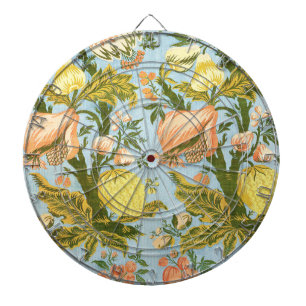 Classic Baroque Floral Fruit Damask Textile Dartboard