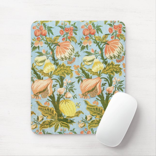 Classic Baroque Floral Fruit Damask Textile Mouse Mat (With Mouse)