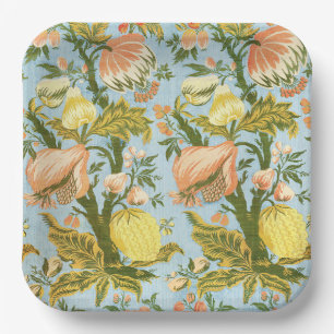 Classic Baroque Floral Fruit Damask Textile Paper Plate