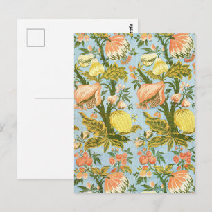 Classic Baroque Floral Fruit Damask Textile Postcard