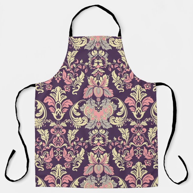 Classic baroque, vintage floral wallpaper. apron (Front)