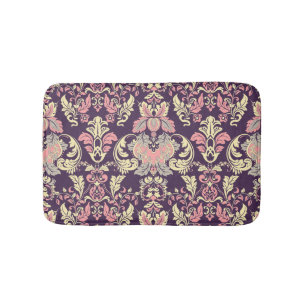 Classic baroque, vintage floral wallpaper. bath mat