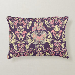 Classic baroque, vintage floral wallpaper. decorative cushion