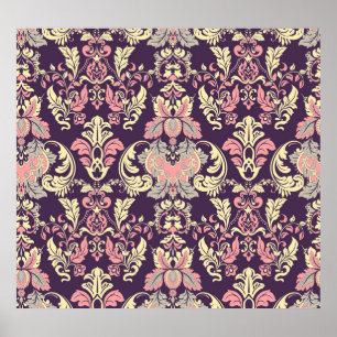 Classic baroque, vintage floral wallpaper. poster