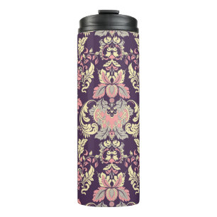 Classic baroque, vintage floral wallpaper. thermal tumbler