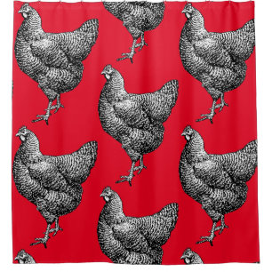 Classic Barred Plymouth Rock Chicken Hen Shower Curtain