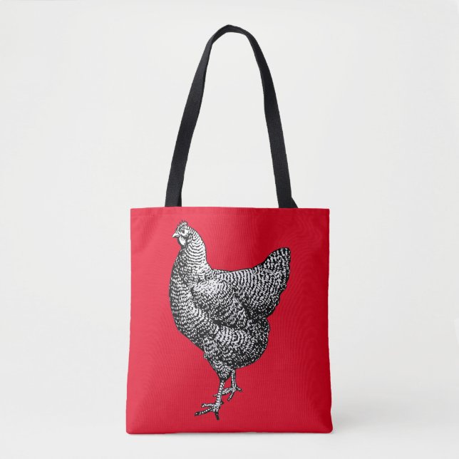 Classic Barred Plymouth Rock Chicken Hen Tote Bag (Front)
