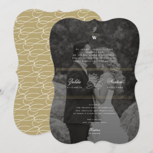 Classic Bars Double Monogram Modern Photo Wedding Invitation