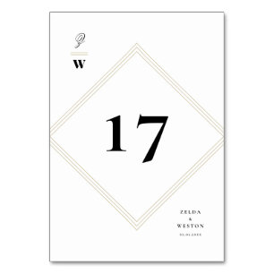 Classic Bars Lines Double Monogram Modern Wedding Table Number