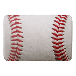 Classic Baseball and Softball Red Stitching Bath Mat