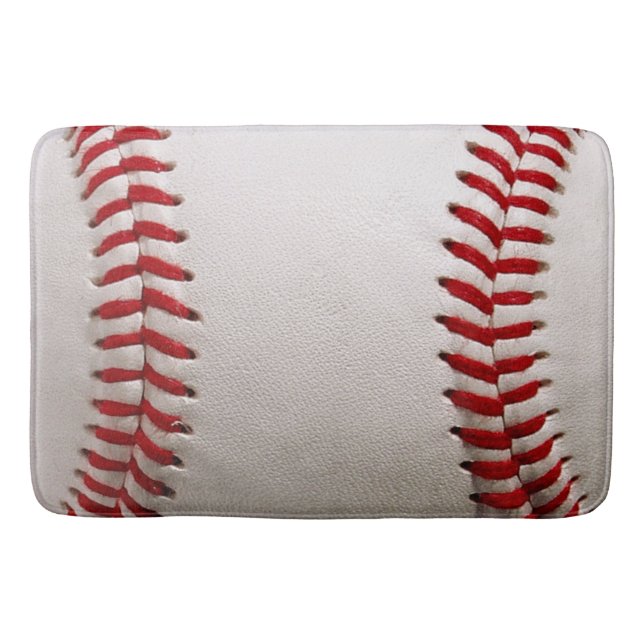 Classic Baseball and Softball Red Stitching Bath Mat (Front)