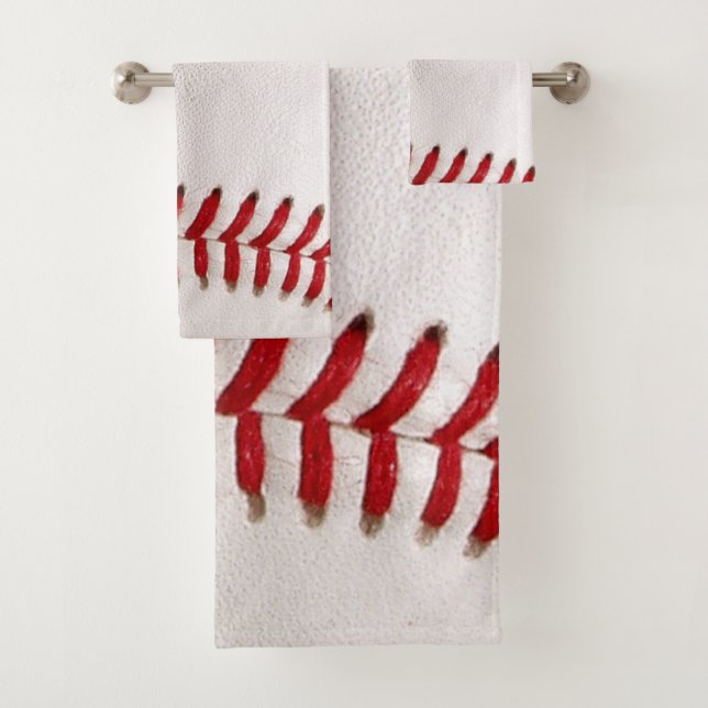 Classic Baseball and Softball Red Stitching Bath Towel Set (Insitu)