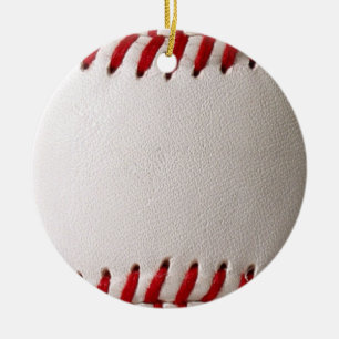 Classic Baseball and Softball Red Stitching Ceramic Tree Decoration