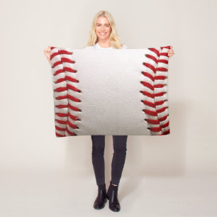 Classic Baseball and Softball Red Stitching Fleece Blanket