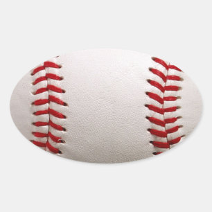 Classic Baseball and Softball Red Stitching Oval Sticker