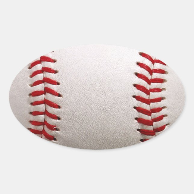 Classic Baseball and Softball Red Stitching Oval Sticker (Front)