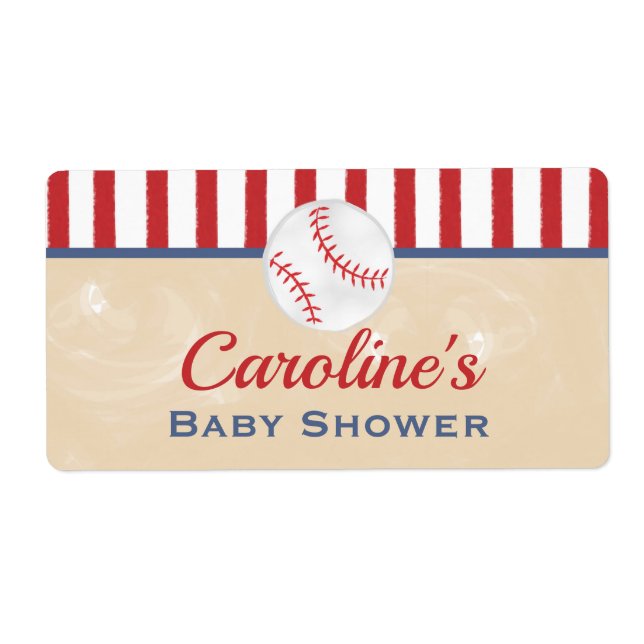 Classic Baseball Baby Shower Favour Label (Front)