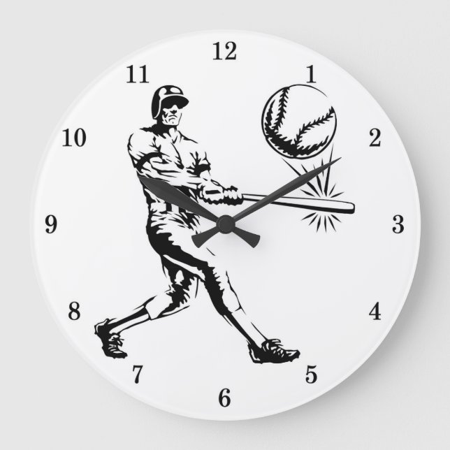 Classic Baseball Batter Wall Clock (Front)