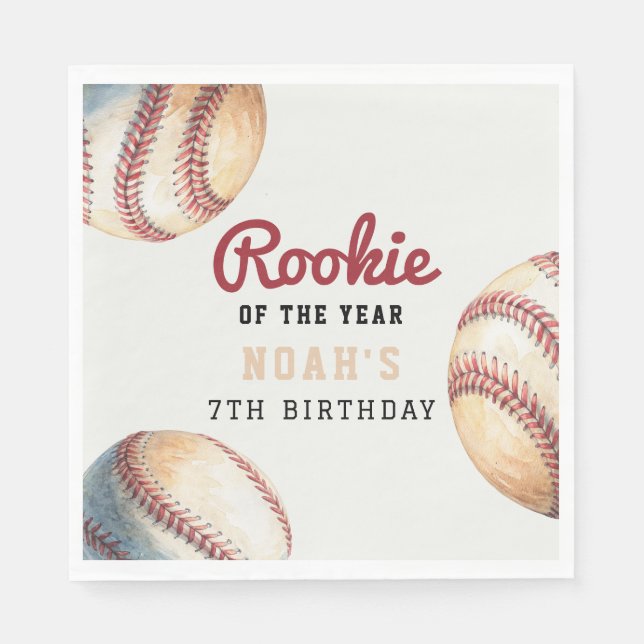 Classic Baseball Birthday Party Napkin (Front)
