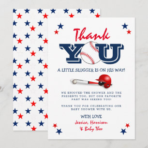 Classic Baseball Boy Baby Shower Thank You Card