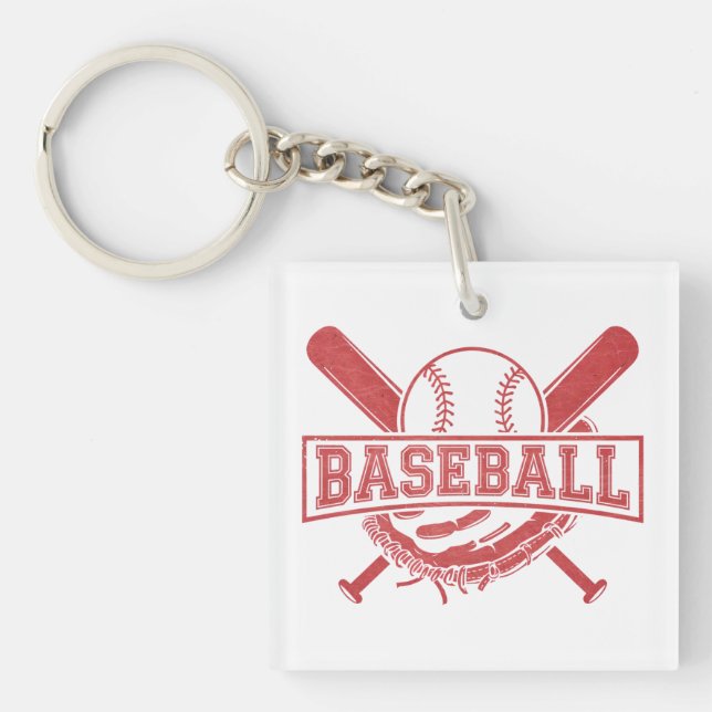 Classic Baseball Emblem Key Ring (Front)