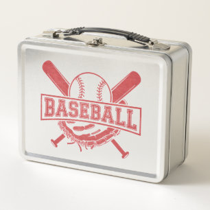 Classic Baseball Emblem Metal Lunch Box