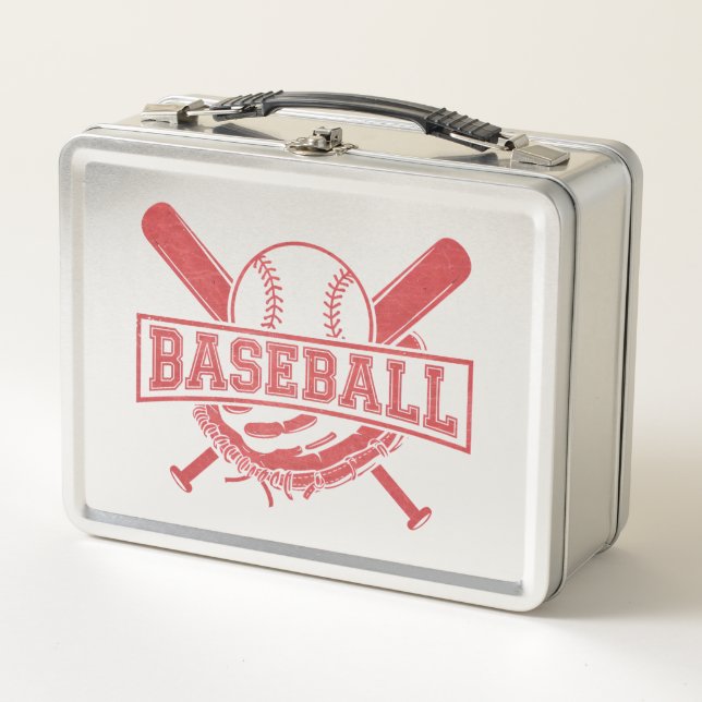 Classic Baseball Emblem Metal Lunch Box (Front)