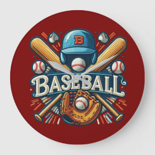 Classic Baseball Essentials / Stylish Retro Legend Large Clock