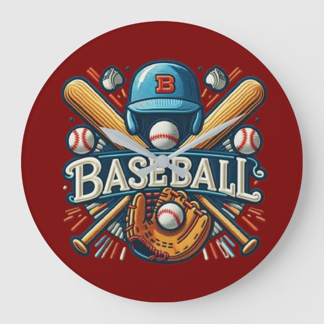 Classic Baseball Essentials / Stylish Retro Legend Large Clock (Front)