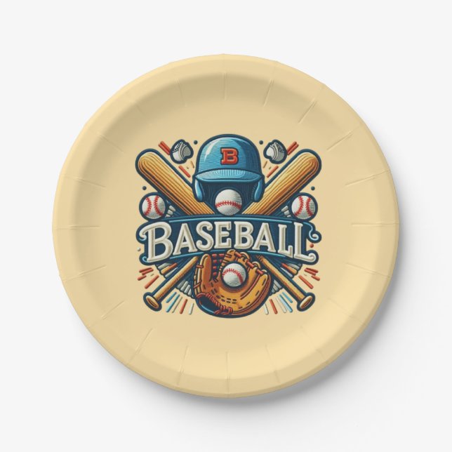 Classic Baseball Essentials / Stylish Retro Legend Paper Plate (Front)