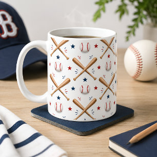 Classic Baseball Pattern Mug Sports Fan Gift Drink