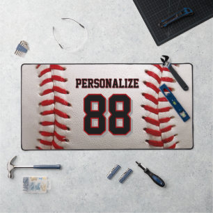 Classic Baseball Stitch Custom Name and Number Desk Mat