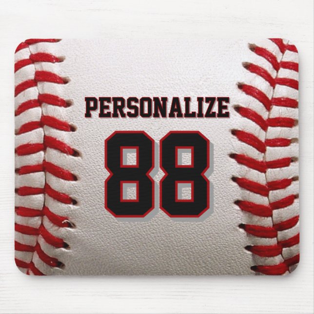 Classic Baseball Stitch Custom Name and Number Mouse Mat (Front)
