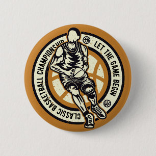 Classic Basketball Championship Old School Baller 6 Cm Round Badge