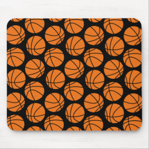 Classic Basketball Pattern on Black Mouse Mat